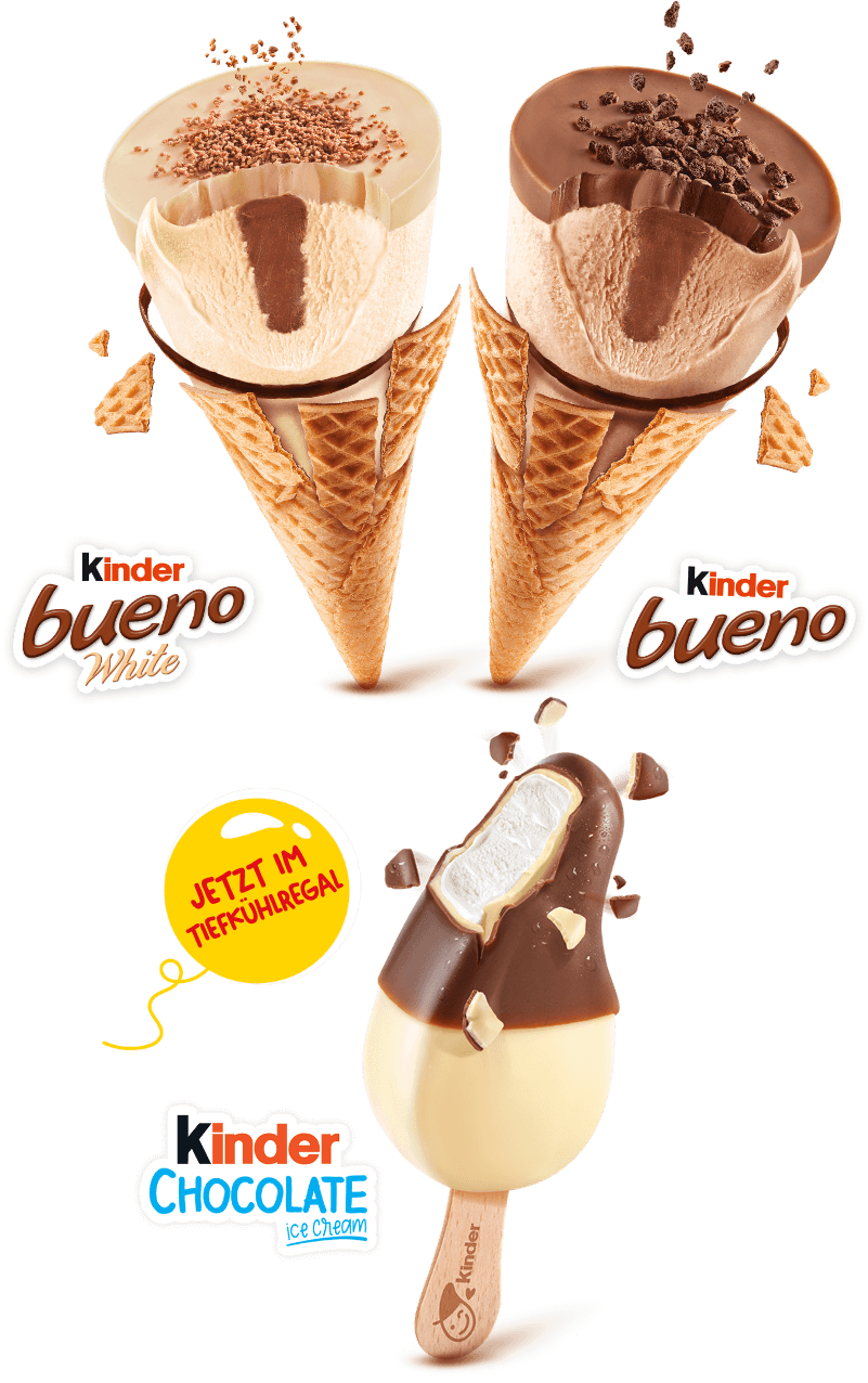 kinder Schokolade Eis und kinder Bueno Eis